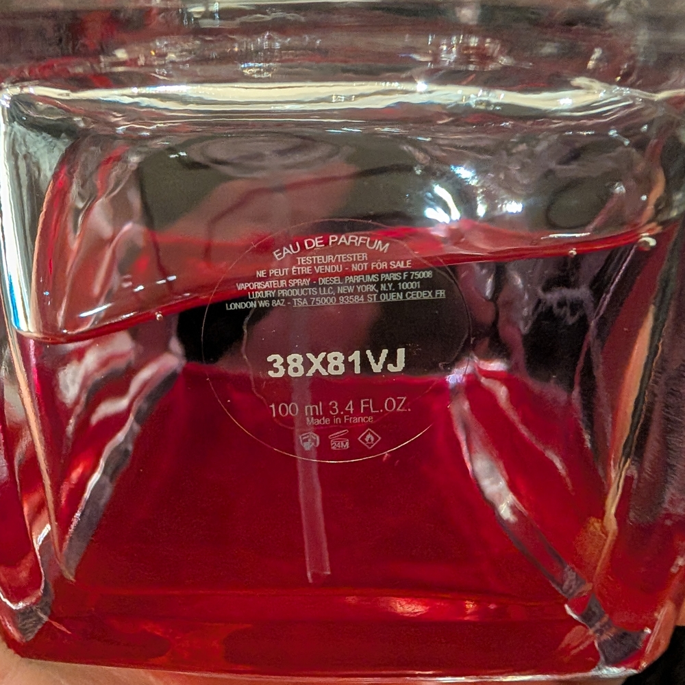 Diesel Red Embossed Glass Bottle - Picture 3 of 3